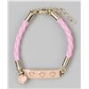 Image 2 : Lt Pink Enamel Bar With Lt Pink Hearts Lt Cord Bracelet Brass