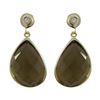 Image 1 : Smoky Quartz Semi Precious Faceted Stone On Gold Plated Sterling Silver Post Earrings, 1.10