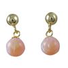 Image 1 : Pink 6Mm Opal Ball On Gold Tone Sterling Silver Post Short Earrings, 14Mm  Long