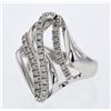 Image 1 : Wavy Overlapping Prong-Set Diamond Ring In 18K White Gold | 325658