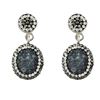 Image 1 : Druzy Natural Stone Post Earrings Assorted Colors, Surrounded With Crystals, Around 32Mm Long