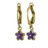 Image 1 : Lavender Enamel Flower On Gold Filled Hoop