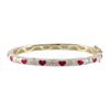 Image 2 : White Enamel, Red Hearts-Gold Plated Brass Bangle