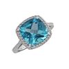 Image 1 : SS SWISS BLUE TOPAZ / DIAMOND RING - Size 7 (#10205SW)