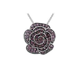 SILVER RHODOLITE ROSE PENDANT (#7189SPRH)