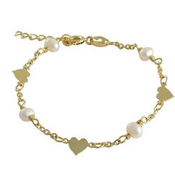 Gold Filled Heart And Pearl Bracelet