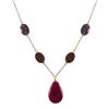 Image 1 : Ruby Teardrop Semi Precious Stone Y Necklace, Gold Plated Brass Chain, 18