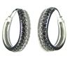 Image 1 : Sterling Silver CZ Blk-White Hoop Earrings