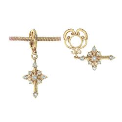 GOLD WHEEL W/ DIAMOND CROSS DANGLE (#27D)