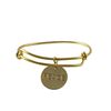 Image 1 : Gold Plated Brass Adjustable Bracelet With 19Mm Round PEACE Charm