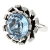 Image 1 : Blue Topaz Flower Ring With Diamonds In 18K White Gold | 274447