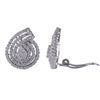 Image 1 : Rhodium Plated Sterling Silver, White CZ Teardrop Spiral Stud Clip Earrings Dimensions: 21.8Mm Long 
