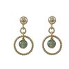 Image 1 : Green Chalcedony 4Mm Semi Precious Ball In 10Mm Braided Ring, On Gold Filled Ball Post Earrings, 0.7