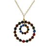 Image 1 : Gold Plated Brass, 11Mm Open Round Circle In 19.5Mm Round Open Circle With Dark Multi Color Crystals