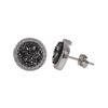 Image 1 : Rhodium Plated Sterling Silver, 11Mm Round Circle, Grey 8Mm Druzy Natural Stone With CZ Border, Post
