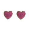 Image 1 : Hot Pink Enamel Heart Stud, Gold Over Sterling Silver Post Earrings-0.31