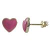 Image 2 : Hot Pink Enamel Heart Stud, Gold Over Sterling Silver Post Earrings-0.31
