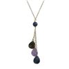 Image 1 : Labradorite(Grey) And Sodalite Combination Semi Precious Teardrop Stone Lariat Style Necklace, Gold 