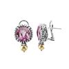 Image 1 : SILVER PURE PINK TOPAZ / PINK PEARL OMEGA EARRINGS (#6630MUL1)