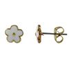 Image 1 : White Enamel Flower On Gold Plated Brass Post Earrings 8Mm