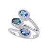 Image 1 : SS TANZANITE / LONDON BLUE TOPAZ / WHITE TOPAZ RING - Size 7 (#10462MUL)