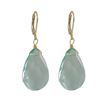 Image 1 : Aqua Semi Precious Stone On Gold Tone Sterling Silver Lever Back Earrings -1.87" (Approximately)