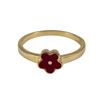 Image 1 : Red Enamel Heart, Gold Tone Sterling Silver Ring, Size 3