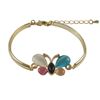 Image 1 : Multi Color Cat's Eye Stone Butterfly, Gold Plated Brass Bangle Bracelet, 7