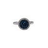 Image 1 : Rhodium Plated Sterling Silver, 11Mm Round Circe, 8Mm Blue Druzy Natural Stone With CZ Border, Ring 