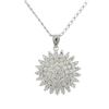 Image 1 : Rhodium Plated Sterling Silver, 18Mm Starburst Circle CZ Pendant, 1