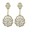 Image 1 : Gold Plated Sterling Silver, CZ Floral Design Dangle Post Earrings, 35Mm Long