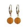Image 1 : Honey Semi Precious 10Mm Round Flat Stone On Gold Filled Lever Back Earrings, 1.18"