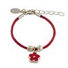 Image 1 : Red Enamel Flower On Red Cord, Gold Plated Brass Bracelet, 4