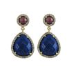 Image 1 : Rhodonite (Pink) And Lapis/Lazurite Semi Precious Stone, With CZ Border, On Gold Plated  Sterling Si