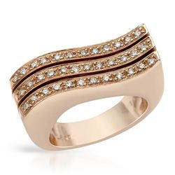 3-Row Wavy Prong-Set Diamond Ring 14K Rose Gold | 189287
