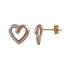 Tri Color Heart, Gold Tone Brass Post Earring