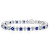 Emerald Cut Diamond And Round Blue Sapphire Bracelet