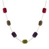 Image 1 : Garnet And Amy Combination Semi Precious Faceted Stones On Gold Plated Brass Chain, 18" 2"