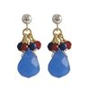 Image 1 : Blue Quartz  Combination Semi Precious Stones On Gold Filled Post Earrings, 1