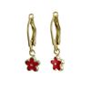 Image 1 : Red Enamel Flower On Gold Filled Hoop