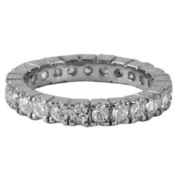 Rhodium Plated Sterling Silver, 2.5Mm CZ Eternity Ring Size 5