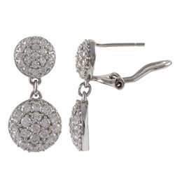 Sterling Silver-Wht CZ Clip/Post Earrings