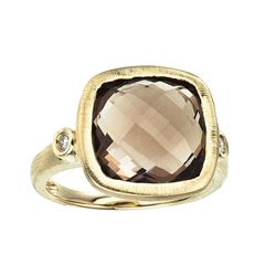 14K Rose Gold Pear Rose Quartz And Diamond Ring