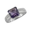 Image 1 : SS AMETHYST / DIAMOND RING - Size 7 (#10182A)