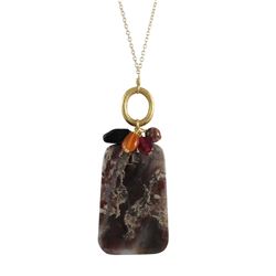 Poppy Jasper Combination Semi Precious Stones On Gold Plated Brass Chain, 16 2