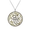 Image 1 : Two Tone Sterling Silver CZ, Shema Israel Echad Jewish Prayer 50Mm Open Circle Pendant, 2.08"