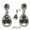Image 1 : Sterling Silver-Blk CZ Earrings