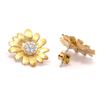 Image 1 : Sterling Silver Two Tone Flower Earrings With CZ
