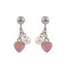 Image 1 : Pink Enamel Heart, 5Mm Pink Pearl, Gold Over Sterling Silver Post Earrings