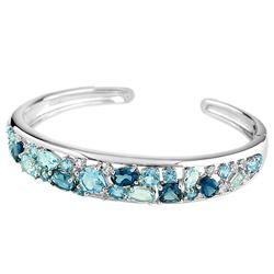 SS SWISS / SKY / LONDON BLUE TOPAZ HINGED CUFF BANGLE - Size 7 (#3986MUL)